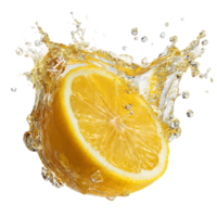 Fresh Lemon Splash With Water Isolated on Transparent Background For Summer Design png