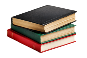 Stack of Old Books with Varied Colors and Textures on Transparent Background Isolated png