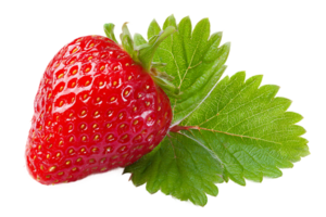 Fresh Strawberry with Leaf Isolated on Transparent Background for Design Project png