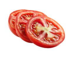 Three Slices of Red Tomato Fresh and Juicy on Transparent Background png