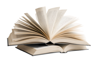 Open Book Stack with Turning Pages on Transparent Background Isolated Image png