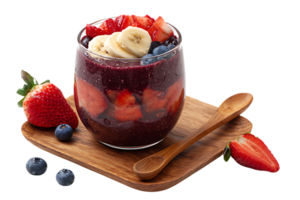 Delicious Acai Bowl with Fresh Berries and Banana Isolated on Transparent Background png