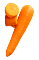 Fresh orange carrot root with slices in circles in stack isolated with clipping path in file format png
