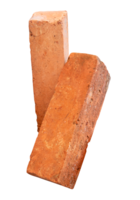 Two standing old red or orange bricks in stack isolated with clipping path in file format png