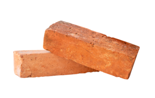 Two red or orange bricks in stack isolated with clipping path in file format png