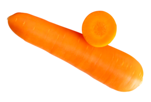 Orange carrot root with slice in circle in stack isolated with clipping path in file format png