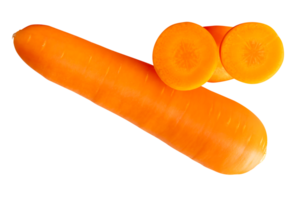 A carrot root with slices in circles in stack isolated with clipping path in file format png