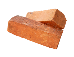 Cracked red or orange bricks in stack isolated with clipping path in file format png