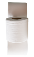 Top view of three rolls of white tissue paper in stack isolated with clipping path in file format png