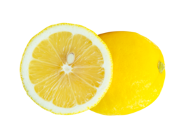 Ripe lemon fruit with a half isolated with clipping path in file format png