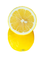 Yellow lemon fruit with a half isolated with clipping path in file format png