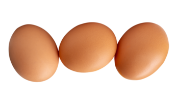 A horizon stack of brown chicken eggs isolated with clipping path in file format png