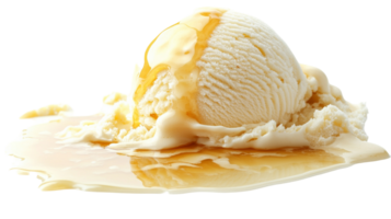 A scoop of ice cream with syrup png