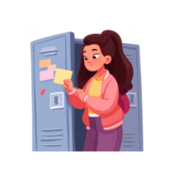 Young person placing supportive note in school locker, showcasing kindness and positivity png