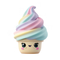 Cute soft serve ice cream character with pastel colors and happy expression png