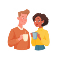 Cozy couple enjoying coffee together in warm atmosphere, sharing moment of connection png