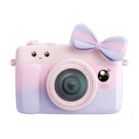 Cute kawaii camera with bow and sparkles, perfect for girly tech lovers png