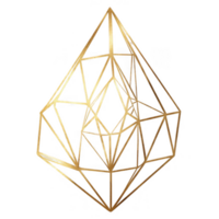 Geometric crystal design featuring luxurious gold outline, showcasing intricate lines and shapes that create stunning abstract element. This artwork embodies elegance and sophistication png