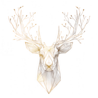 Stylized deer head illustration featuring intricate geometric lines and branches, creating abstract and artistic representation. This unique design combines nature and modern art, evoking sense png