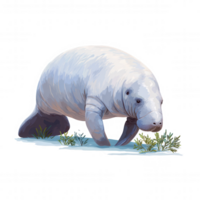 Dugong grazing on coastal vegetation, showcasing its unique features and gentle demeanor. This rare marine mammal is often found in warm waters, contributing to ecosystem health and balance png