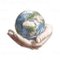 Protecting planet is essential, symbolized by hand holding Earth, representing hope and responsibility for our environment. This conveys strong message of care and stewardship png