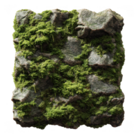 Mossy stone texture featuring earthy elements, showcasing rugged surface with vibrant green moss. This natural texture adds depth and character to any design project png