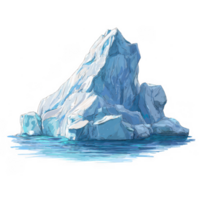 Large, majestic iceberg floats in calm waters, showcasing its stunning blue and white hues. This natural wonder highlights beauty of Arctic environment and raises awareness about climate change png