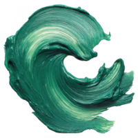 Vibrant wave created with oil paint strokes, showcasing rich green color and dynamic texture. This artistic element captures essence of movement and fluidity, evoking sense of energy png