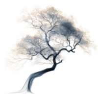 Translucent tree silhouette with intricate branches and flowing base, evoking sense of spirit world. This ethereal design captures beauty of nature and its mystical elements png