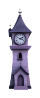 A purple clock tower with a clock on top png