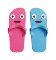 Playful cartoon flip-flops with smiling faces and googly eyes png