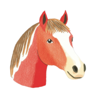Illustrated horse portrait with brown mane and gentle expression png