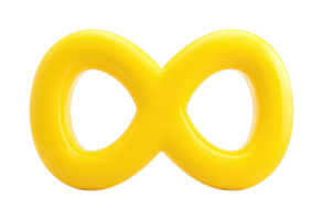 Yellow infinity symbol object with smooth surface and shiny finish png