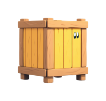Cartoon wooden crate with eyes displaying a curious expression png