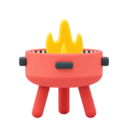 Colorful cartoon grill with bright flames png