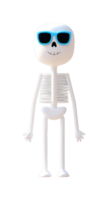 Stylized skeleton with blue sunglasses and a playful expression png
