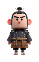 Cute samurai character with topknot and armor png