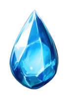 Faceted blue gemstone with teardrop shape and reflective surface png