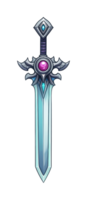 Fantasy sword with gemstone and intricate winged guard png
