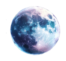 Vibrant full moon with craters and celestial glow png