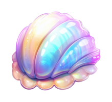Iridescent fantasy shell with pastel colors and shimmering highlights png