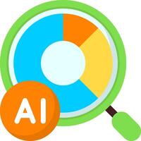 AI Data Analysis Flat Icon vector