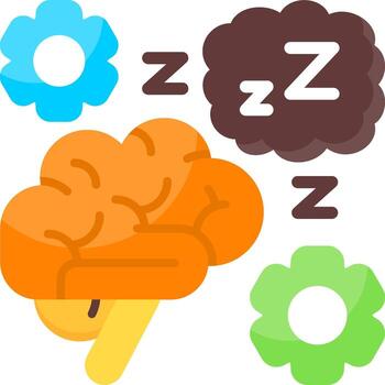 cerebro Procesando durante dormir plano icono vector