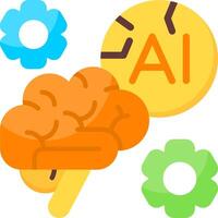 Artificial Intelligence Thinking Flat Icon vector