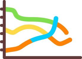 Multiple Line Graph Flat Icon vector
