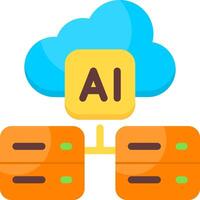 AI Hosting Flat Icon vector