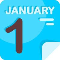 1 January Calendar Flat Icon vector