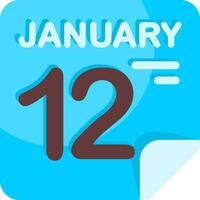 12 January Calendar Flat Icon vector