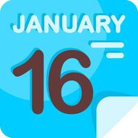 16 January Calendar Flat Icon vector