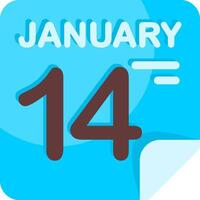 14 January Calendar Flat Icon vector